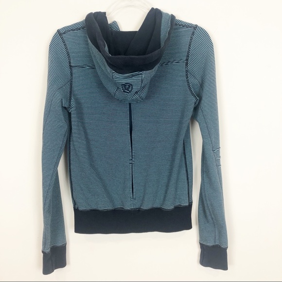 LULULEMON BLUE STRIPE ZIP FRONT HOODIE SWEATSHIRT - Picture 2 of 4